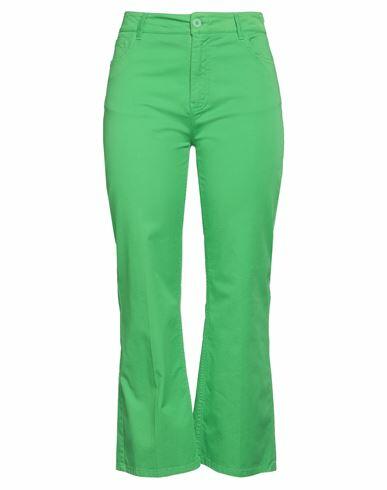 Virna Drò Woman Pants Green Cotton, Elastane Cover