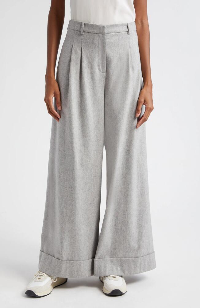 TWP Averyl High Waist Wide Leg Wool Blend Pants in Light Heather Grey Cover