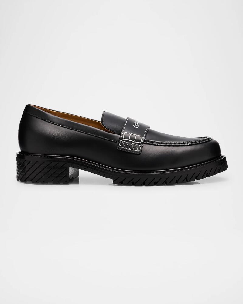 Off-White Men's Combat Leather Penny Loafers Cover