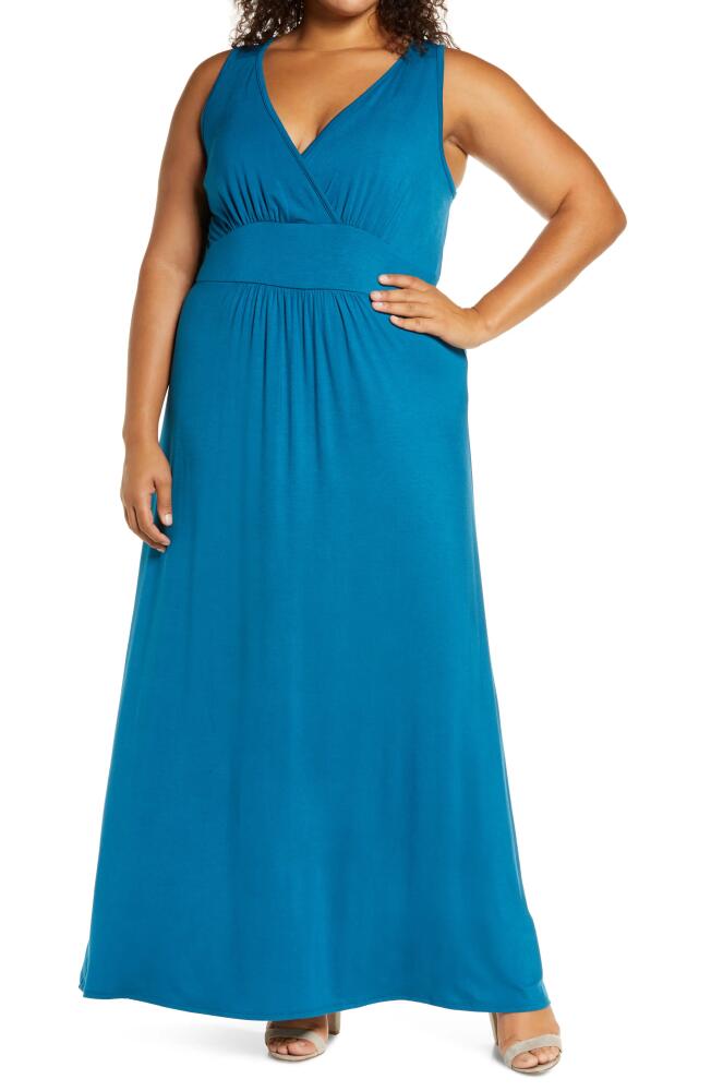 Loveappella Surplice Maxi Dress in Teal Cover