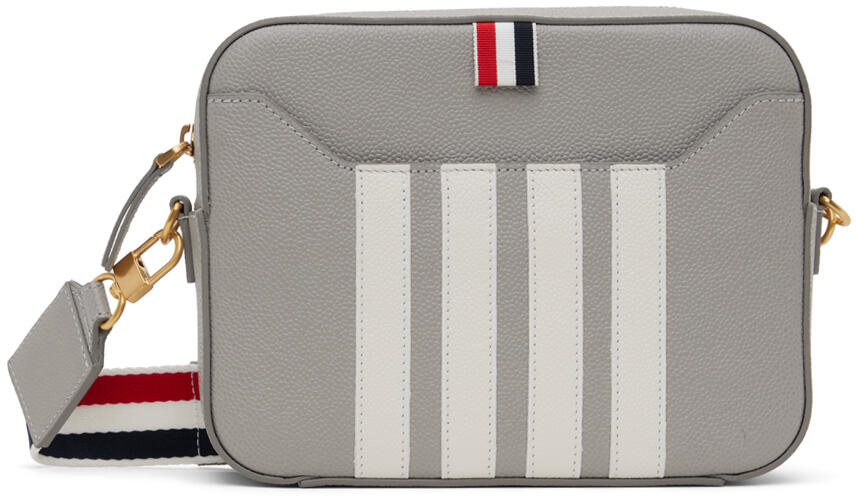 Thom Browne Gray Pebble Grain 4-Bar Camera Bag Cover