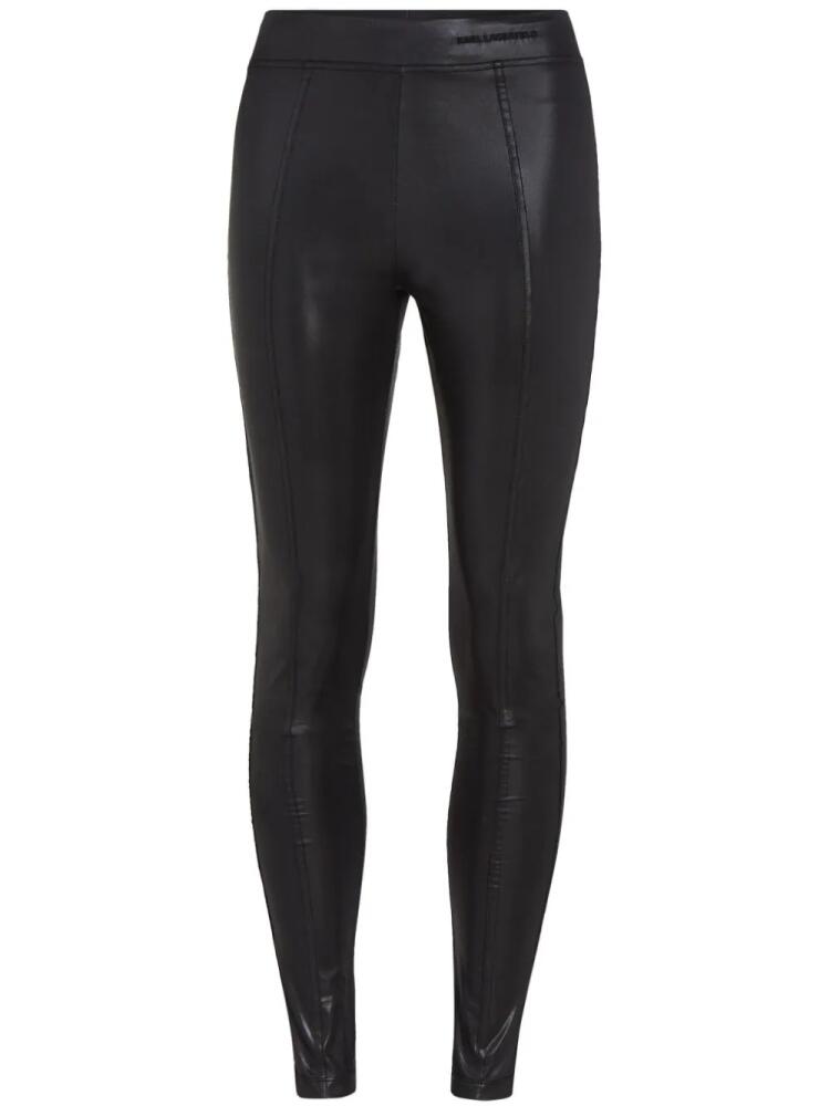 Karl Lagerfeld coated mid-rise leggings - Black Cover