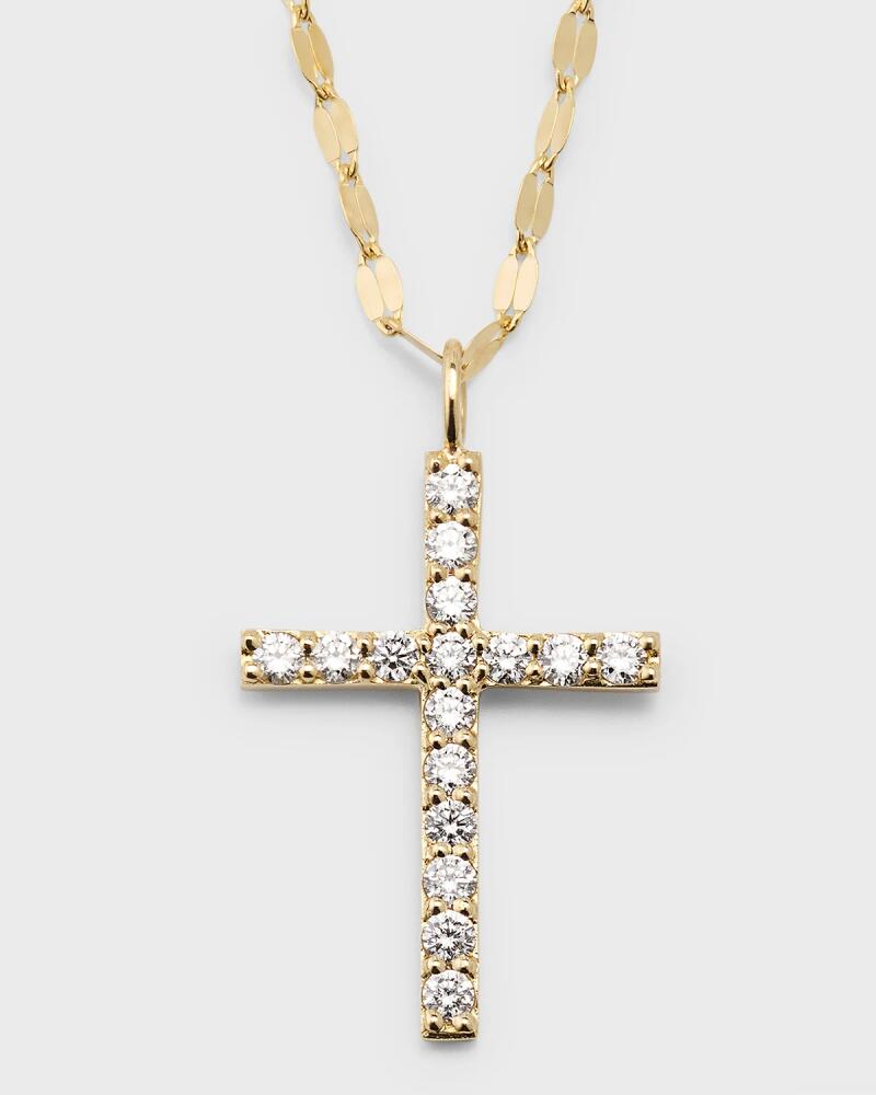 LANA 14K Yellow Gold Flawless Everyday Diamond Cross Necklace Cover