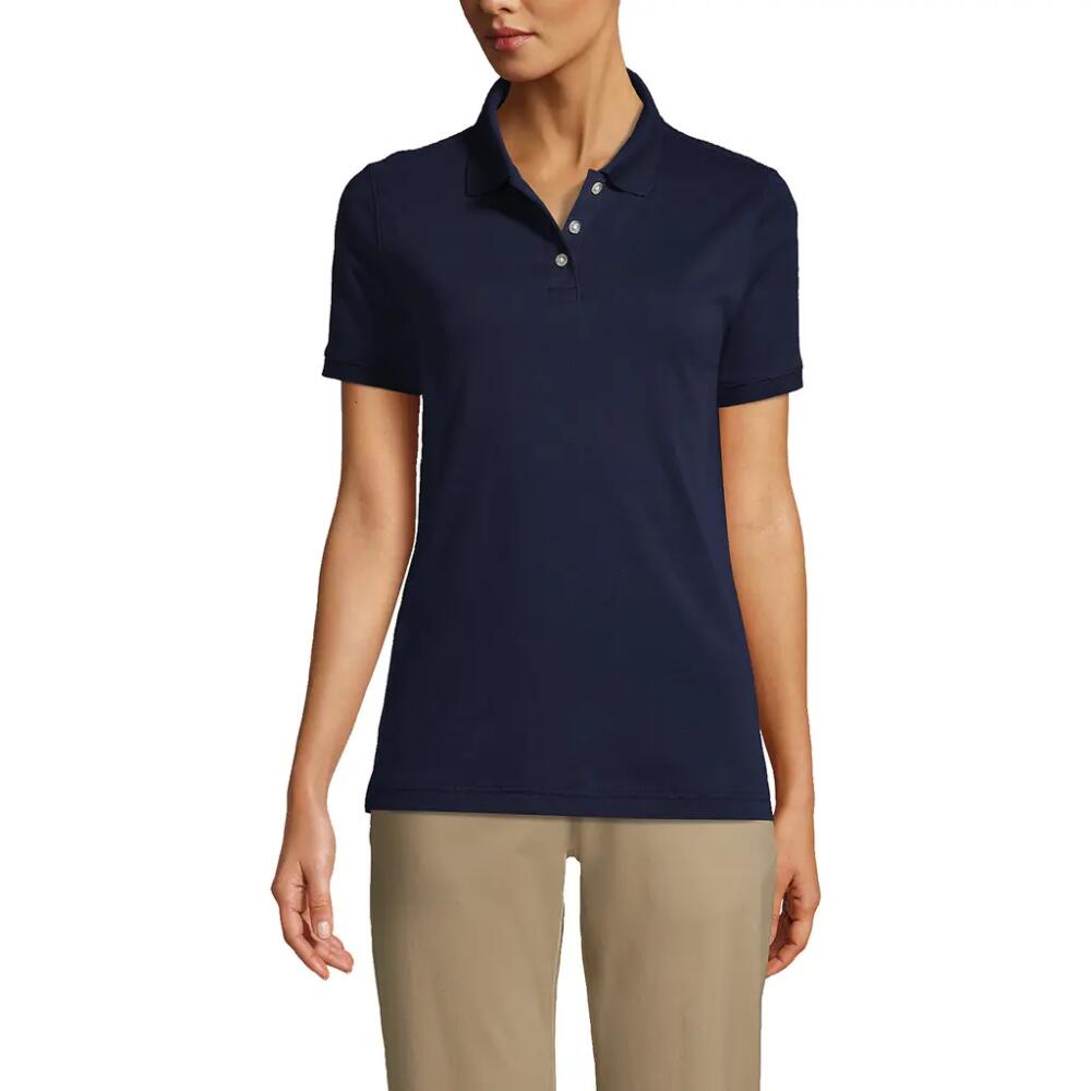 Lands' End School Uniform Short Sleeve Interlock Polo Shirt in Classic Navy Cover