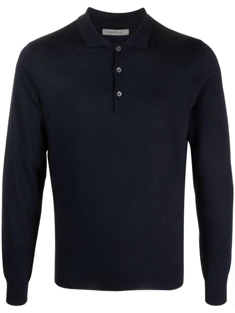 Corneliani 120's virgin wool polo shirt - Blue Cover