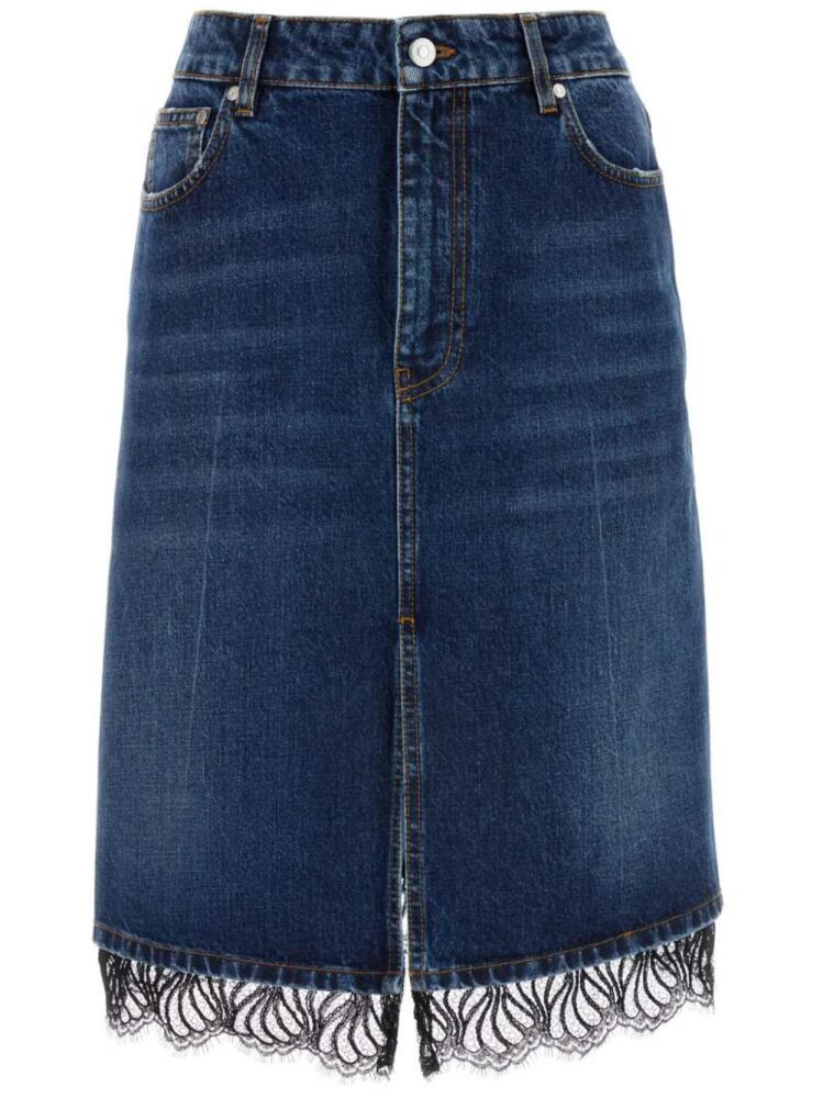 Stella McCartney lace-trim denim skirt - Blue Cover