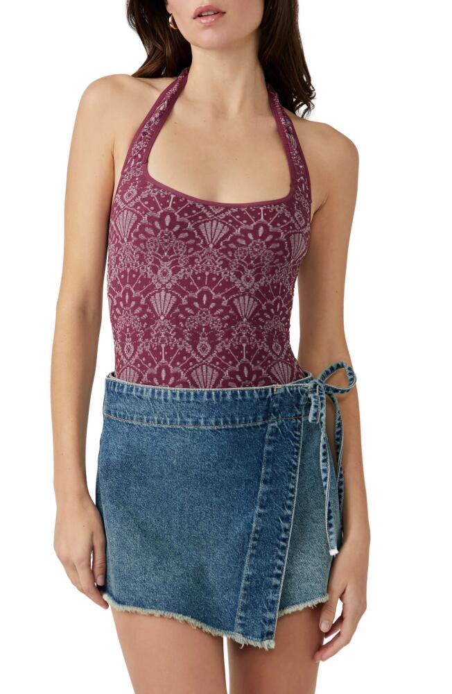 Free People With Love Halter Bodysuit in Capri Grape Cover