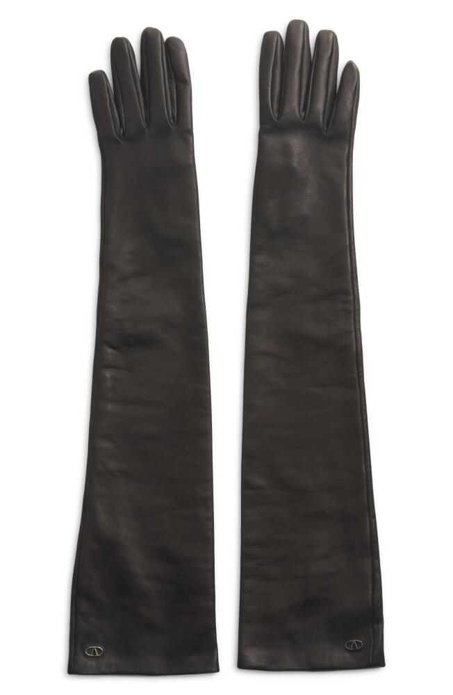 Valentino Garavani VLOGO Long Leather Gloves in Wqx Nero/Black Ruthenio Cover