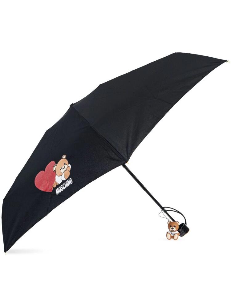 Moschino teddy bear-print compact umbrella - Black Cover