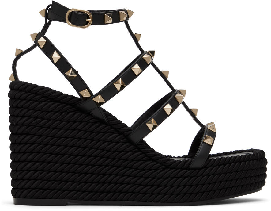 Valentino Garavani Black Rockstud 95 Heeled Sandals Cover