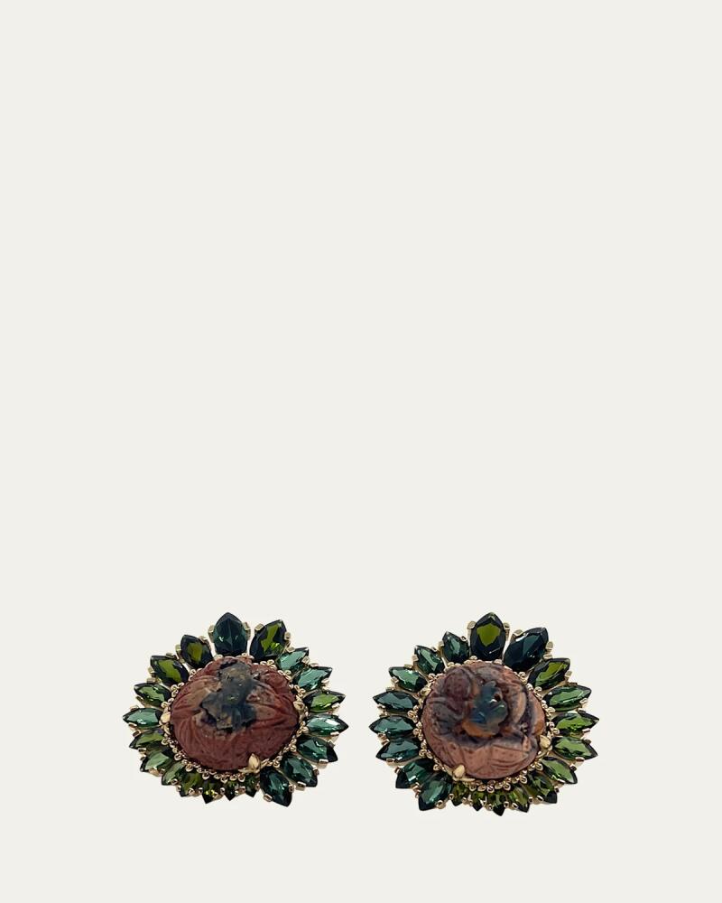 Stephen Dweck 18K Yellow Gold Stud Earrings in Opal And Green Tourmaline Cover