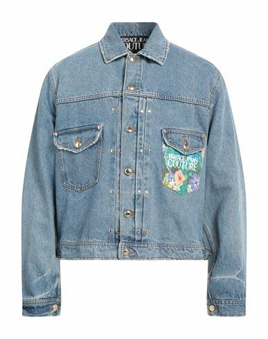 Versace Jeans Couture Man Denim outerwear Blue Cotton Cover