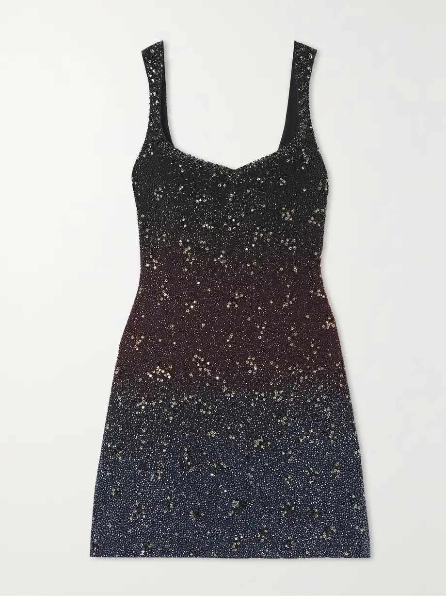 Clio Peppiatt - Galaxy Embellished Stretch-mesh Mini Dress - Blue Cover