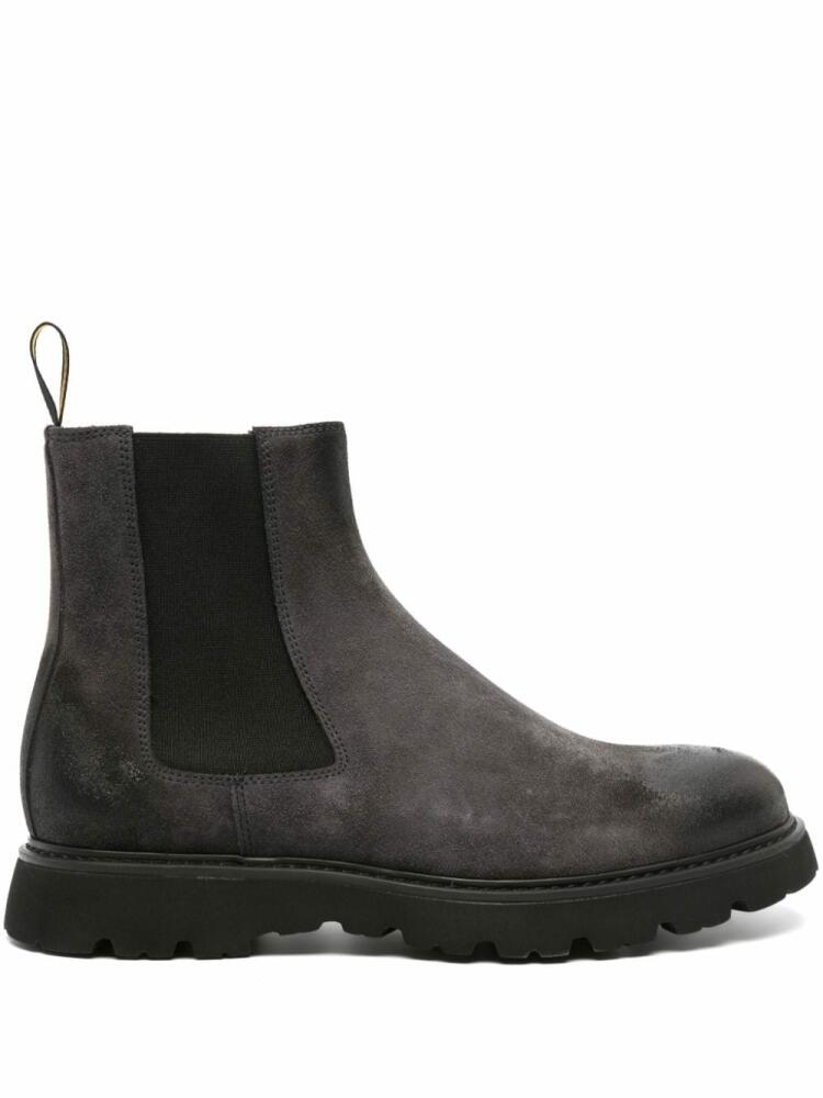 Doucal's burnished-finish suede ankle boots - Grey Cover