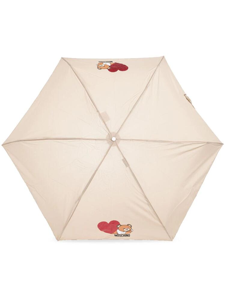 Moschino teddy bear-print compact umbrella - Neutrals Cover