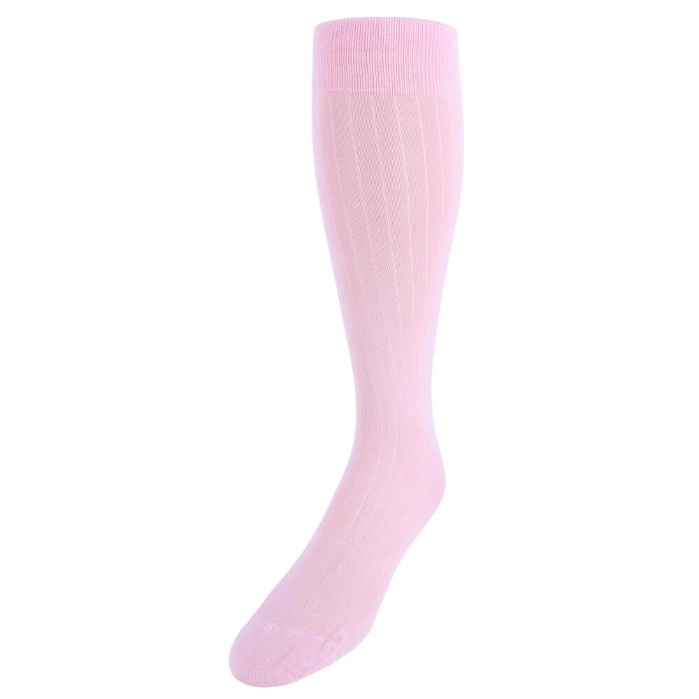 Trafalgar Jasper Ribbed Over The Calf Solid Color Mercerized Cotton Socks in Pink Cover