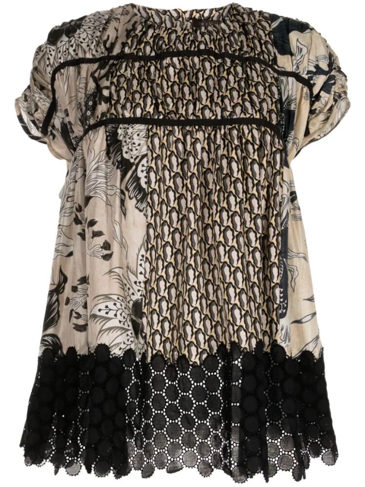 Biyan abstract-print short-sleeve blouse - Neutrals Cover