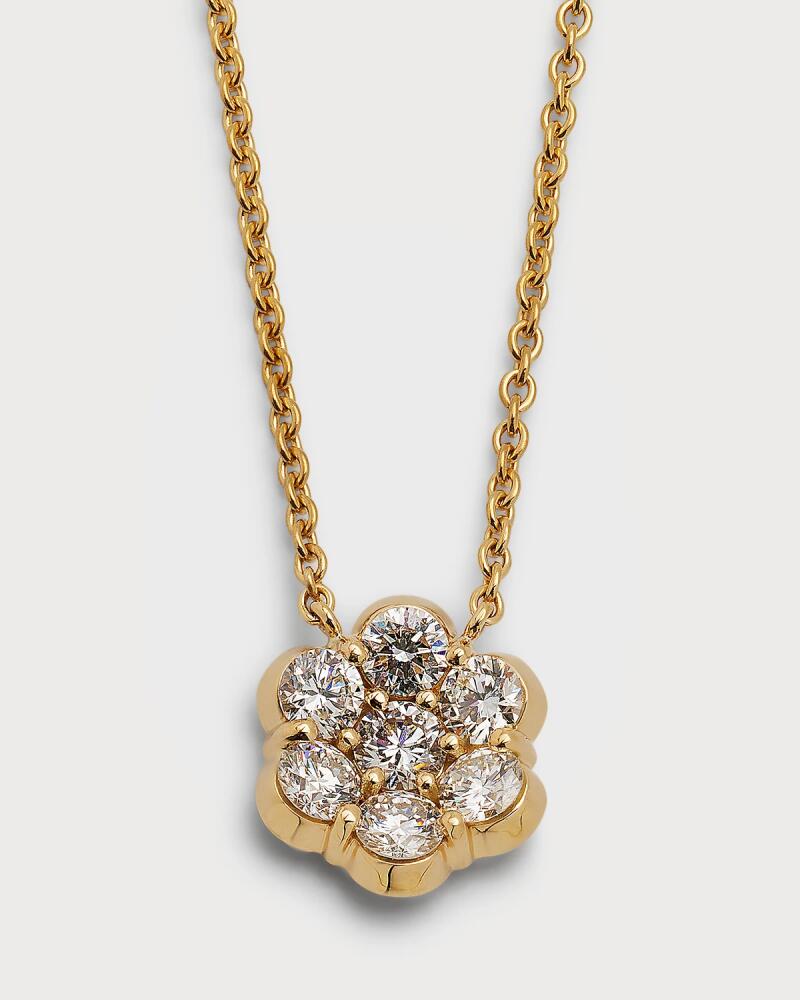 Bayco 18k Yellow Gold Flower Diamond Pendant Necklace Cover