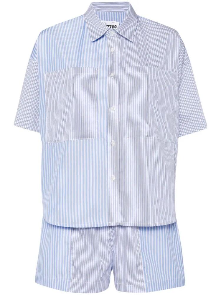 izzue classic-collar striped shorts set - Blue Cover