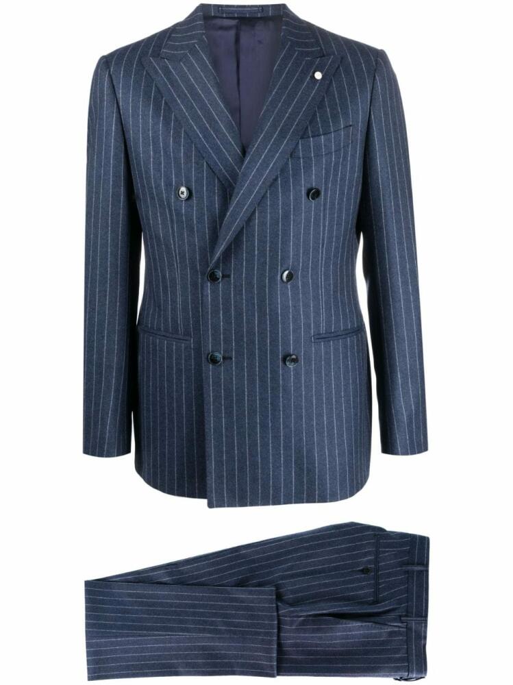 LUIGI BIANCHI MANTOVA pinstriped double-breasted suit - Blue Cover