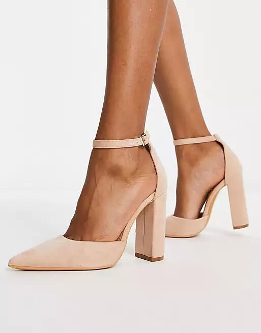 Truffle Collection block heel shoes in beige-Neutral Cover