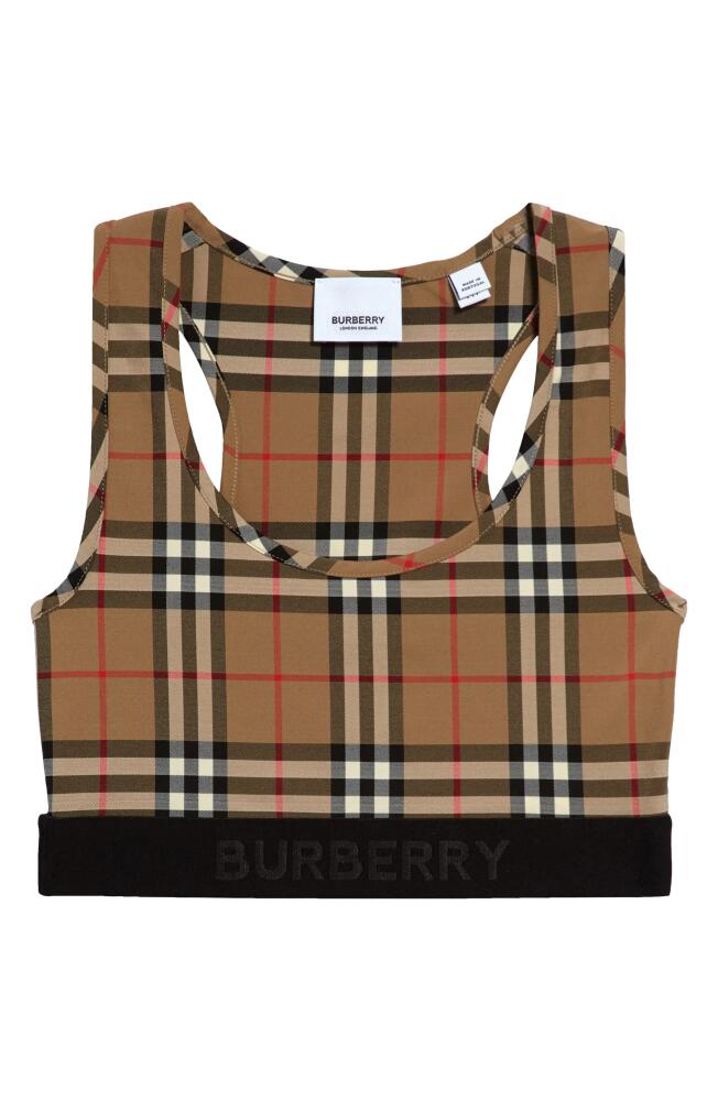 burberry Dalby Check Sports Bra in Archive Beige Ip Chk Cover