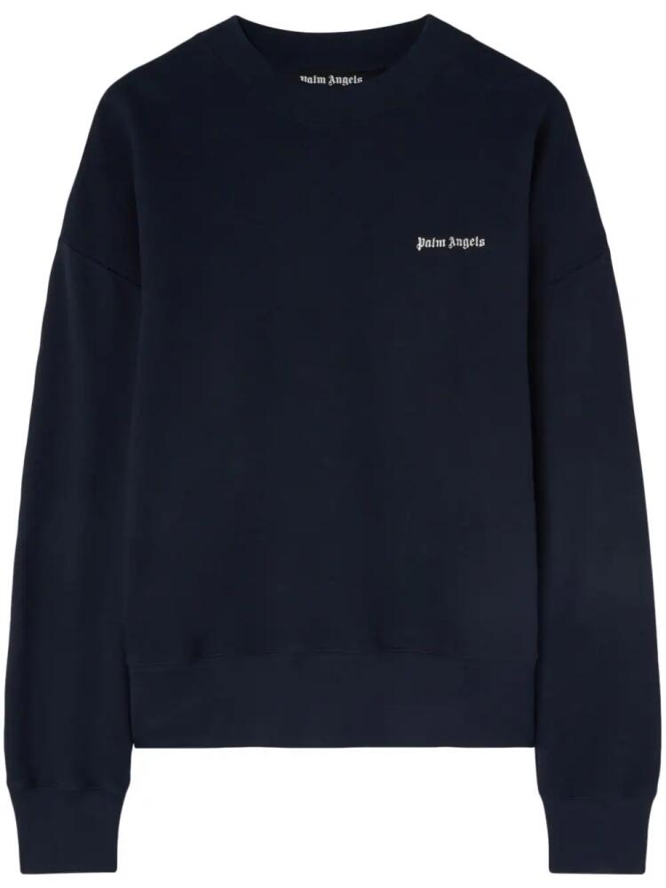 Palm Angels logo-print cotton sweatshirt - Blue Cover