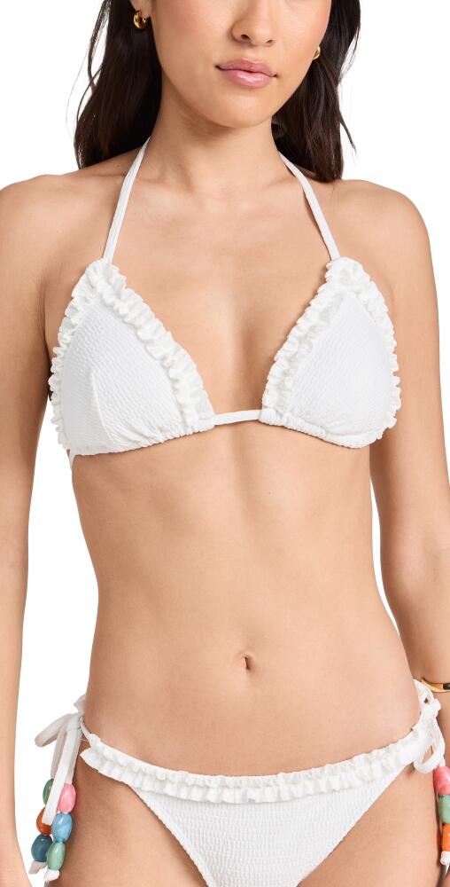 Shoshanna Ruffle Triangle Bikini Top Optic White Cover