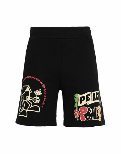 Market Peace And Power Sweatshorts Man Shorts & Bermuda Shorts Black Cotton Cover