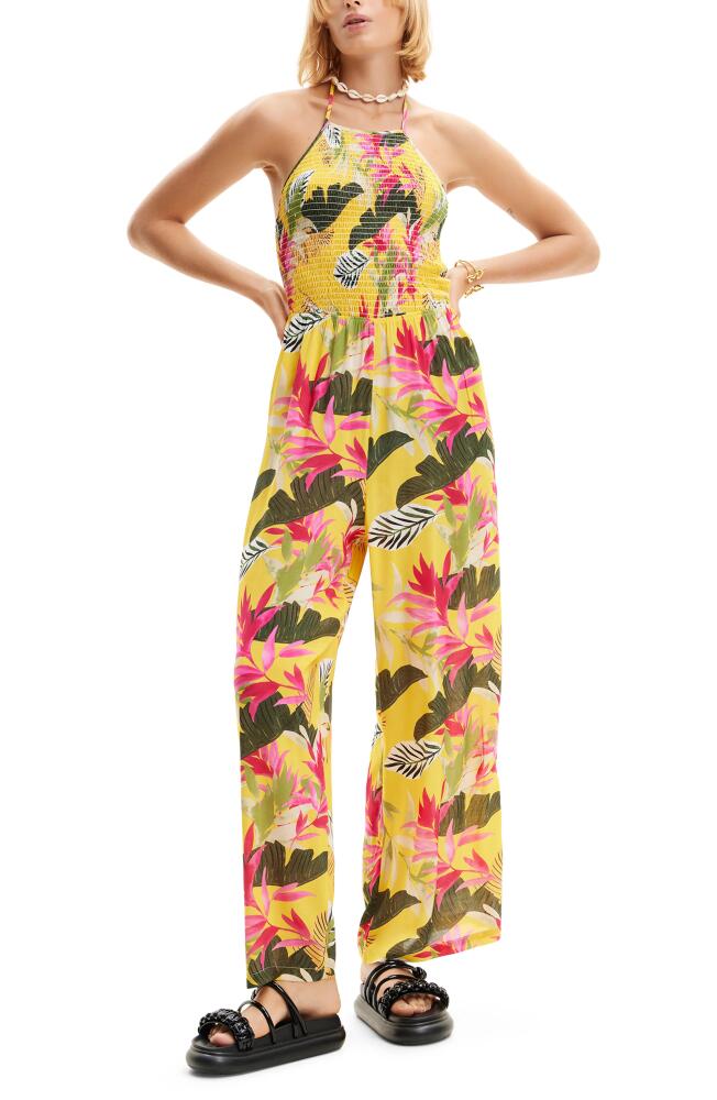 Desigual Tropical Halter Neck Jumpsuit in Yellow Cover