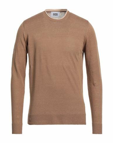 Alpha Studio Man Sweater Camel Linen, Cotton Cover