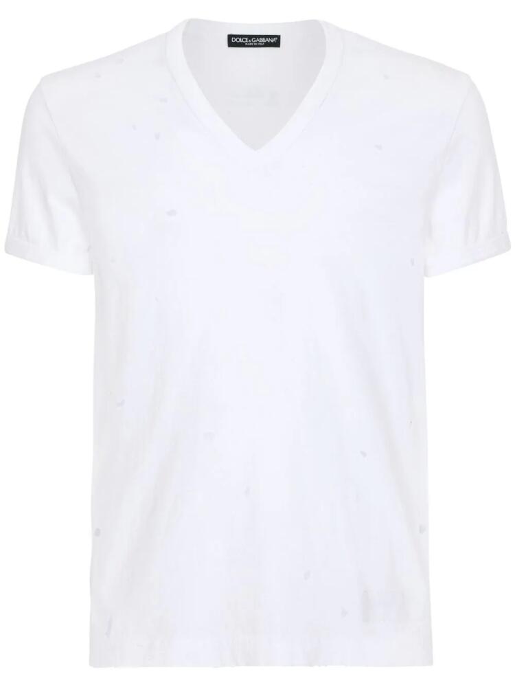 Dolce & Gabbana punched-holes cotton T-shirt - White Cover