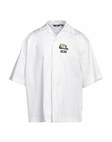 Gcds Man Shirt White Cotton Cover