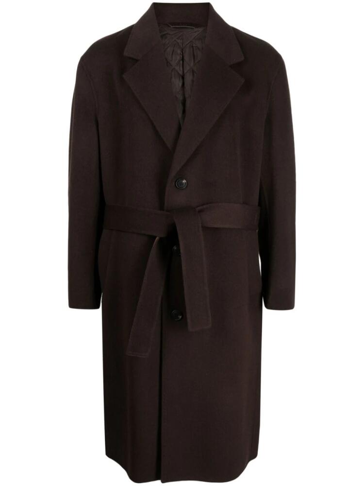 Man On The Boon. brushed belted single-breasted coat - Brown Cover