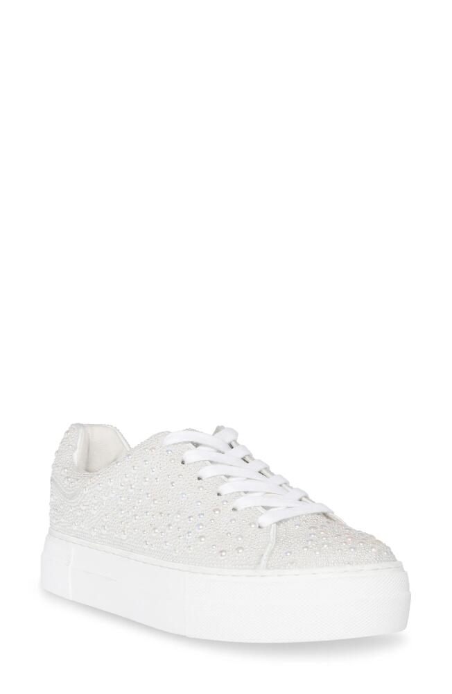 Betsey Johnson Sidny Crystal Pavé Platform Sneaker in Pearl Cover