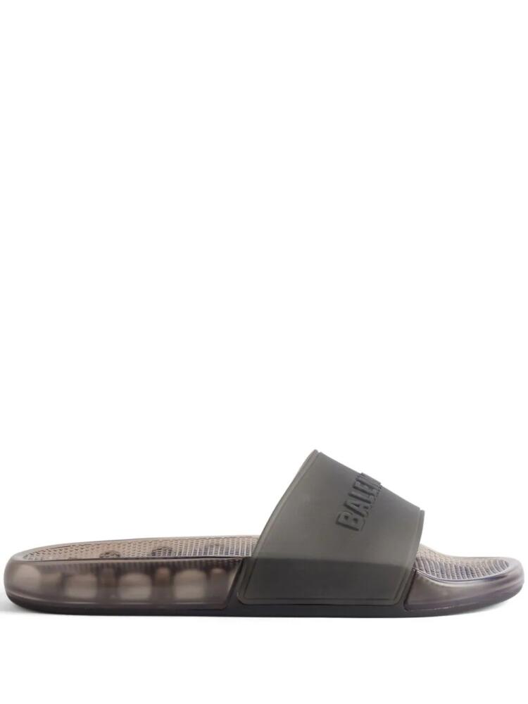 Balenciaga logo-embossed transparent slides - Black Cover