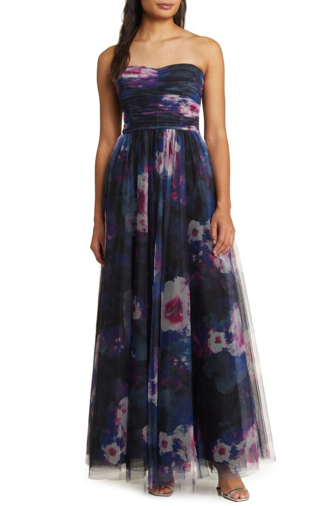 ML Monique Lhuillier Nataly Strapless Tulle Gown in Midnight Orchid Cover