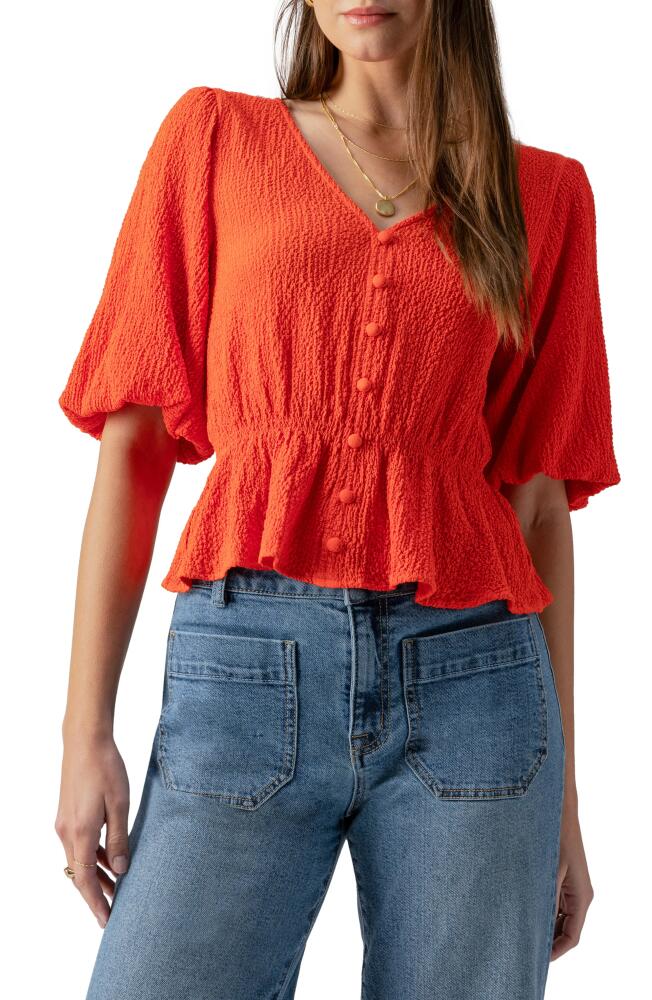 Sanctuary Textured Puff Sleeve Blouse in Spicy Orange Cover