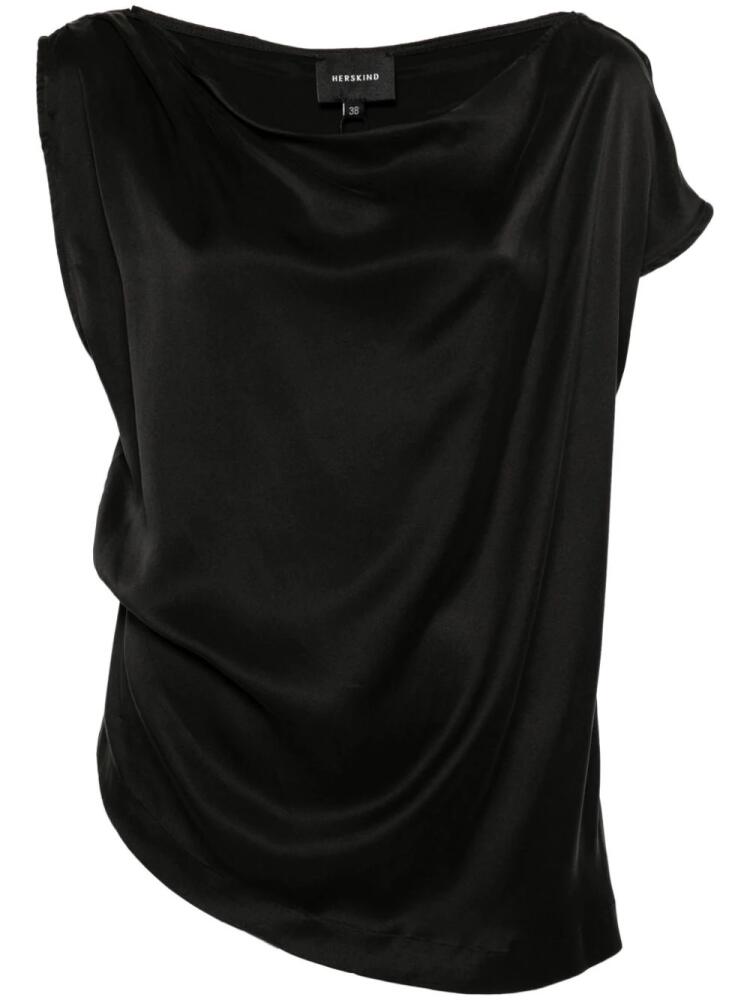 HERSKIND Will silk one-shoulder top - Black Cover