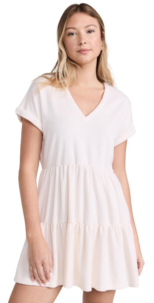 MONROW Terry Cloth Tiered Mini Dress Pearl Cover