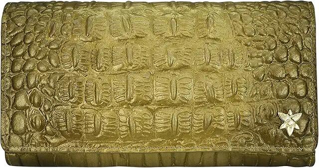 Anuschka 1150 Triple Fold Rfid Clutch Wallet (Croc Embossed Desert Gold) Bags Cover