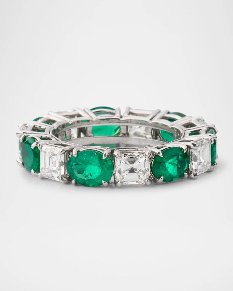 Piranesi Platinum Emerald and Diamond Eternity Band Ring, Size 7.25 Cover