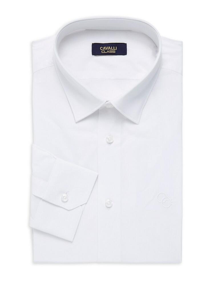 Cavalli Class by Roberto Cavalli Men's Slim Fit Logo Dress Shirt - White Cover