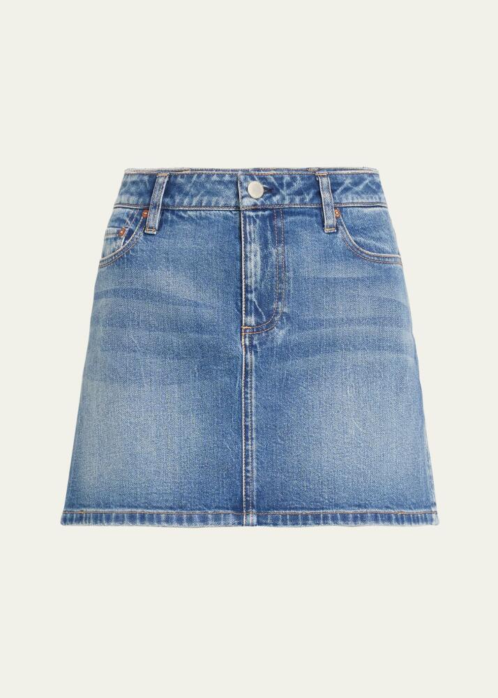 Alice + Olivia Joss Buckle Back Denim Mini Skirt Cover