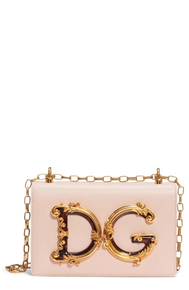 Dolce&Gabbana Logo Leather Crossbody Bag in Cipria Cover