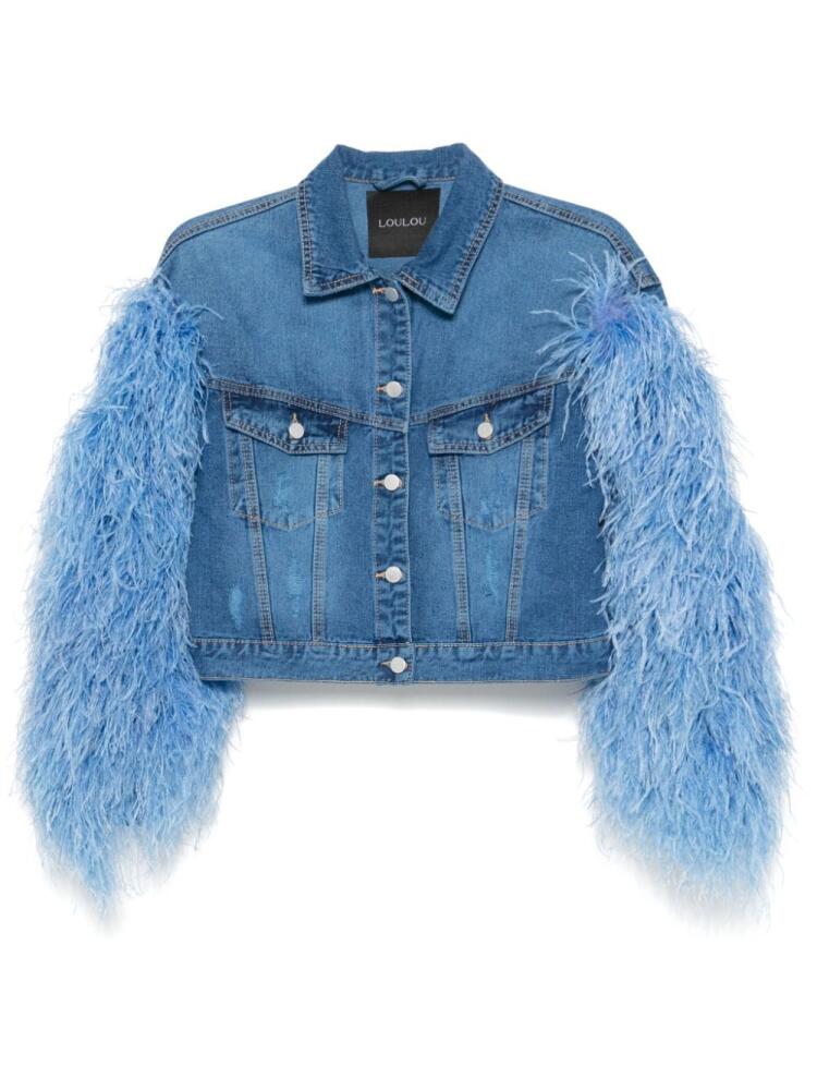 Loulou feather-trim jacket - Blue Cover