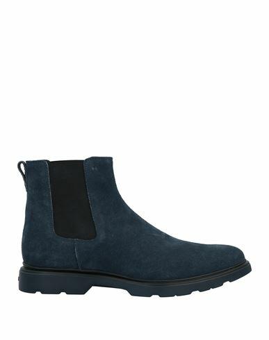 Hogan Man Ankle boots Midnight blue Soft Leather, Textile fibers Cover