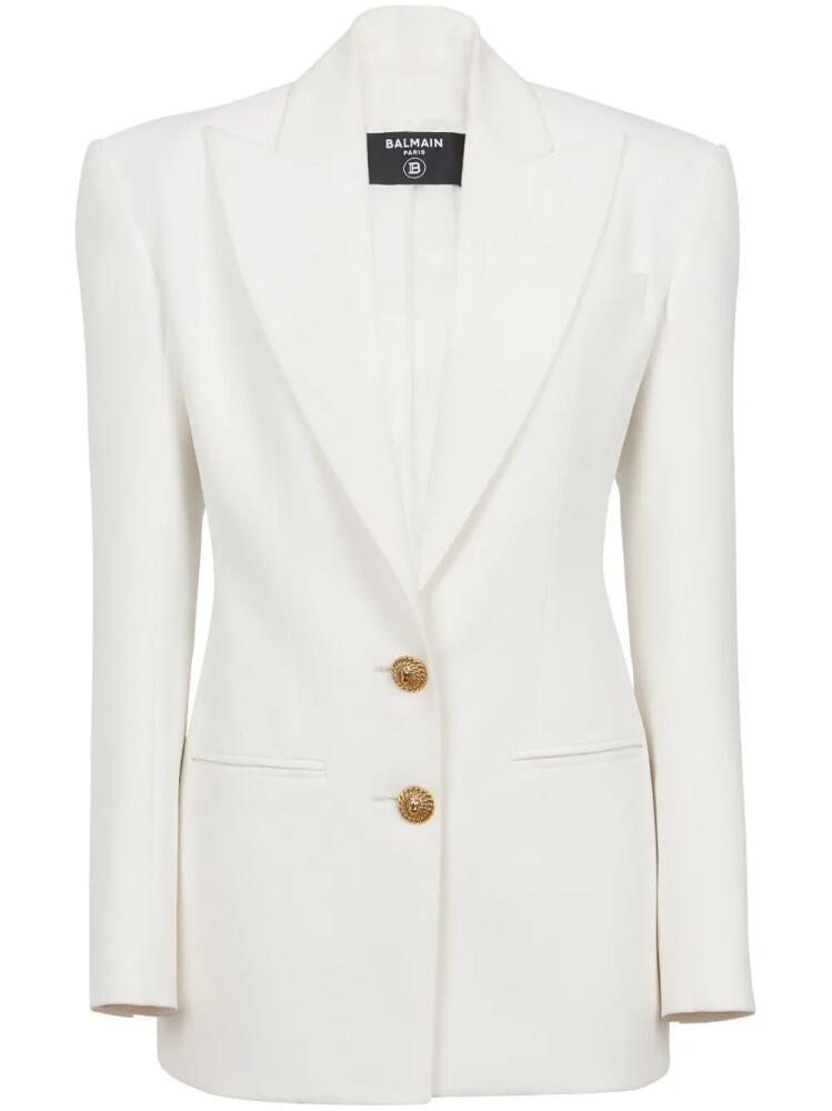 Balmain 2-Button single-breasted crepe blazer - White Cover