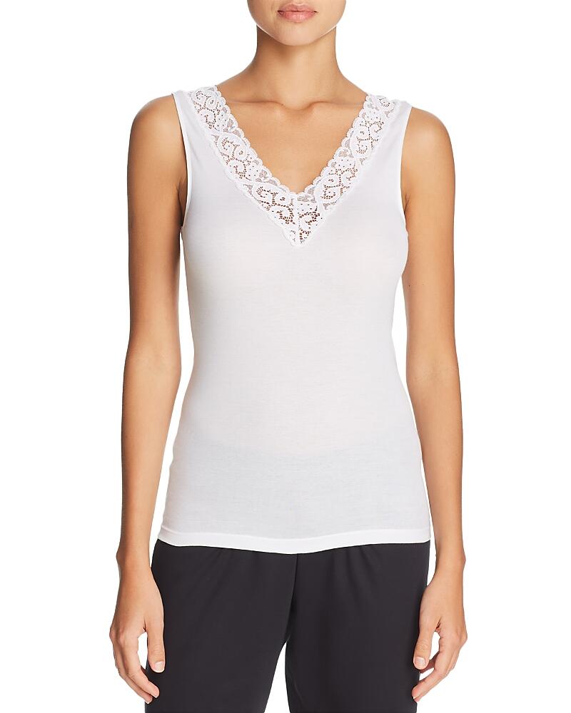 Hanro Moments Cotton Lace Trim Tank Cover