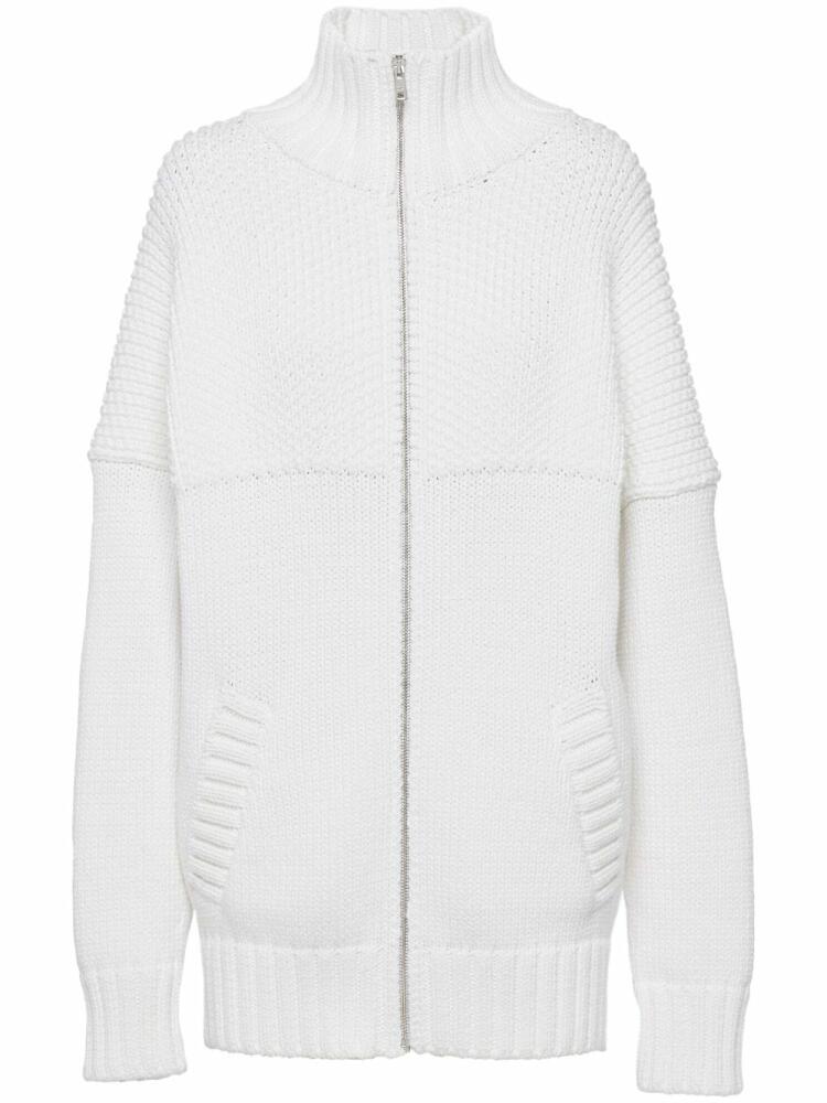 Prada zip-up cotton cardigan - White Cover